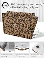 Élégante Coque Rigide à Clipser en Cuir PU Grain Léopard pour MacBook Air 13,6 Pouces 2024 2022 M3 A3113 M2 A2681