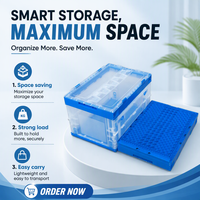 Caisse de rangement pliable avec couvercle, panneau transparent, en plastique, pliable, organisateur de maison, empilable, boîte de rangement pour chambre à coucher, placard