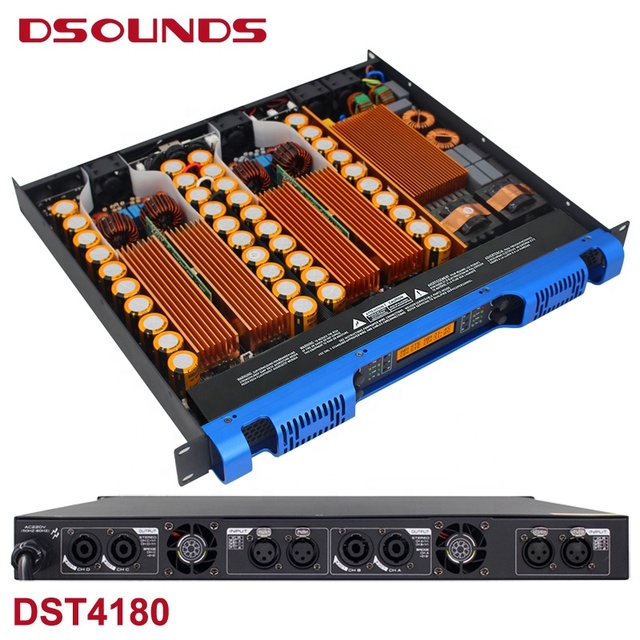 Professional High Power Audio Amplifier Stereo Power Amplifier 1U Size 1800Wx4 Digital Class D Power Amplifier for Dance Hall