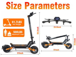 Patinete Eléctrico Plegable Todoterreno de Dos Ruedas de 1000W Certificado para EE. UU., para Desplazamientos Urbanos y Senderos, 45 km/h, para Paseos en Caminos Híbridos - Product Image 5