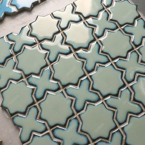 Mosaico de Porcelana Esmaltada en Horno con Diseño de <span class=keywords><strong>Estrella</strong></span> Cruzada, Revestimiento Decorativo para Paredes de Cocina, Baño y Ducha, Azulejo de Cerámica Blanco - Product Image 5