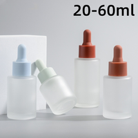 Flacon compte-gouttes en verre dépoli à épaule plate pour huiles essentielles, sérums et essences, 30ml 50ml, en stock, flacon de sous-conditionnement