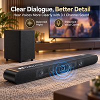 Barre de son TV 390W 3.1 canaux avec Dolby Atmos, caisson de basses filaire, EARC et passage de signal 4K HDR pour home cinéma