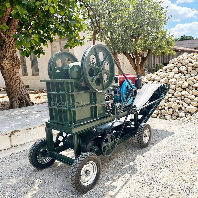 Дизельная щековая дробилка PE250X400, портативная мобильная мини-дробилка с вибрационным экраном