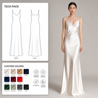 Robe longue de soirée en satin ivoire à col en V profond et bretelles spaghetti, coupe biais, longueur ras du sol, pour femme, vente en gros directe d'usine OEM