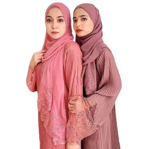 Conjunto de dos piezas de satén de Color sólido suelto para mujer Turkiye Abaya, ropa musulmana de Oriente Medio, nueva moda de 2024, - Product Image 4