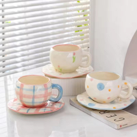 Mug en céramique moderne, peint à la main, design irrégulier, marque EHG, compatible lave-vaisselle et micro-ondes, emballage en boîte blanche pour café