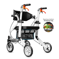 Déambulateur multifonctionnel en alliage d'aluminium pour personnes âgées, aide à la conduite, pour fracture, empilable, avec chariot de courses à quatre roues pour personnes handicapées