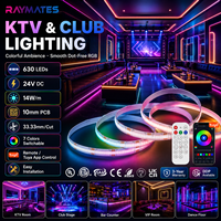 Tira de LED Flexible RGB COB con Control por Bluetooth a través de Aplicación Inteligente, 630 Chips, DC12V 24V, Cambio de Color, Música, Decoración para el Hogar
