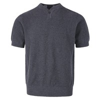 Instagram-geïnspireerd Old Money stijl grijs Henley-hals gebreid viscose T-shirt met korte mouwen en hoge elasticiteit, zomer 2025, heren