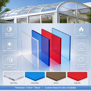 Panneau en <span class=keywords><strong>polycarbonate</strong></span> léger et durable de 2 mm et 3 mm, <span class=keywords><strong>plaque</strong></span> solide en <span class=keywords><strong>polycarbonate</strong></span> pour serre DIY, bac à froid et couverture de jardin pour fleurs - Product Image 1