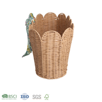 Esivon Promotion Panier de Rangement Ovale Tressé Vintage Empilable en Plastique PP Effet Rotin avec Nœud Papillon