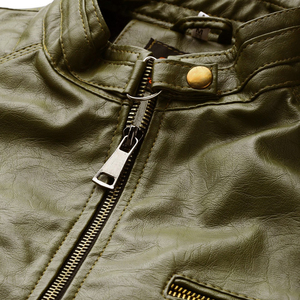 Nouvelle arrivée, veste en cuir avec logo personnalisé, style streetwear surdimensionné, veste zippée en PU pour hommes - Product Image 5