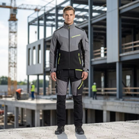 Conjunto de Ropa de Trabajo Profesional Gris y Negro, Tela Elástica en 4 Direcciones, Uniforme Resistente para Construcción e Ingeniería