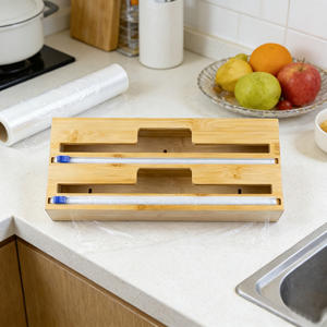 Dispensadores de Papel Film de Bambú Modernos Personalizados al por Mayor, 2 en 1, Cajones de Almacenamiento de Papel de Aluminio, Rectangulares, para Cocina - Product Image 1