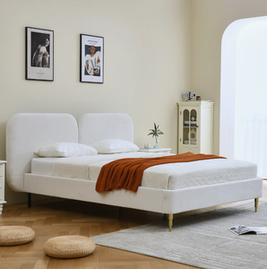 Letto Moderno di Lusso Personalizzato in Legno Massello Bianco con Testiera, Disponibile in Misure Queen, King, Full e Twin, Ultima Versione Imbottita - Product Image 5