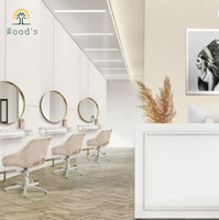 Station de salon de coiffure moderne en bois, 1 pièce, à montage mural, faible quantité minimale de commande