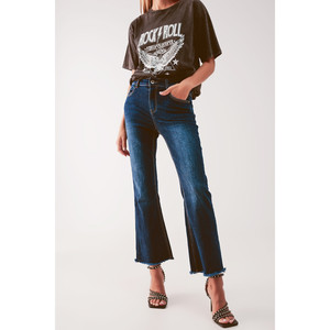 Jeans cropped a zampa d'elefante in lavaggio medio - Product Image 4
