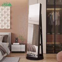 Miroir pivotant moderne avec armoire de rangement pour bijoux et éclairage LED pour ensemble de meubles de chambre