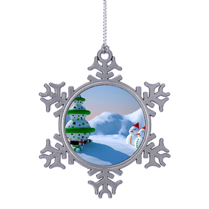 Weihnachtsbaum-Hängeschneeflocke Weihnachtsdekoration Personalisierter UV-Druck Handgefertigte Metall-Weihnachtsornamente Umweltfreundlich - Product Image 4