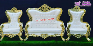 Conjunto de sofás de oro blanco VIP para boda, conjunto de muebles de diseño de alas, trono de boda, para novia y novio - Product Image 2