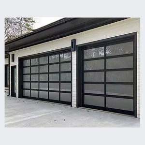 <span class=keywords><strong>Porte</strong></span> <span class=keywords><strong>de</strong></span> <span class=keywords><strong>garage</strong></span> sectionnelle en verre moderne 12x12 en alliage d'aluminium et d'acier isolée avec télécommande automatique style français extérieur pour villa - Product Image 1