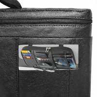 Organisateur de pare-soleil de voiture en similicuir avec poches multiples, pochette de rangement à double fermeture éclair, bandes élastiques et pince à lunettes pour voitures