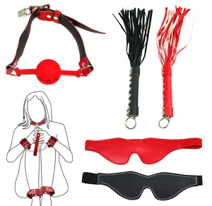 Exquisite und schöne Lederwaren für Erwachsene, sicheres und zuverlässiges Sex-Spiel Bestrafung Produkt Peitsche und anderes Vierteiliges Set