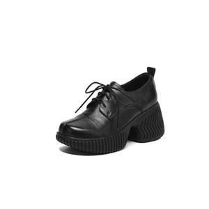 Zapato Artesanal de Una Sola Pieza con Hebilla Grande, Estilo Retro, Tacón Redondo, Cuero Genuino, Suela Suave, Impermeable y Antideslizante - Product Image 1