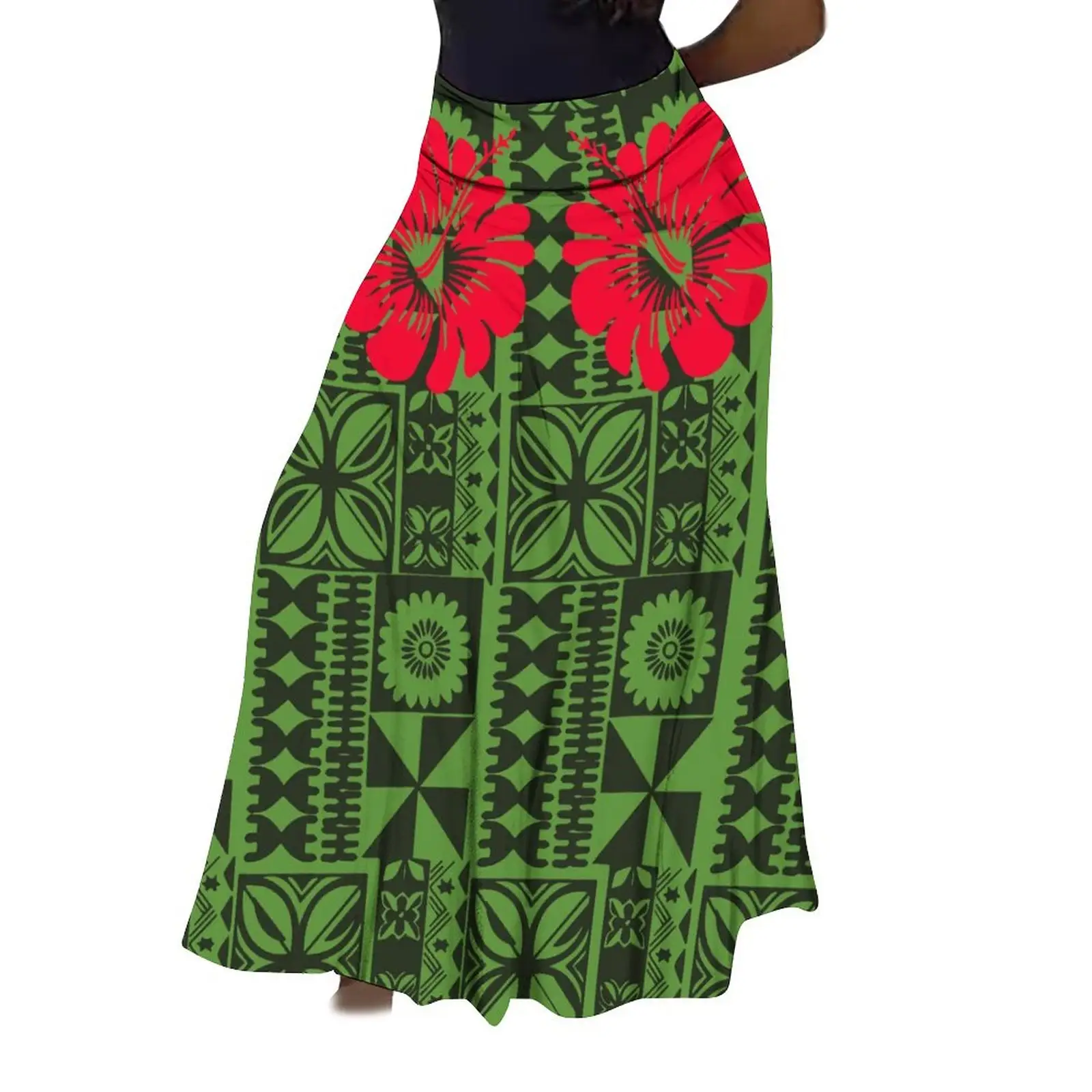 2024 New Arrivals Tapa Polynesian Tribal Design Long Skirt Custom Ladies Maxi Skirts Big Swing Party Holiday Skirts For Women