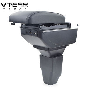 Accoudoir en <span class=keywords><strong>cuir</strong></span> artificiel de haute qualité, boîte de rangement d'interface USB, style de voiture avec fil rouge, intérieur en ABS, repose-bras, accessoires pour PEUGEOT 206 207 - Product Image 3