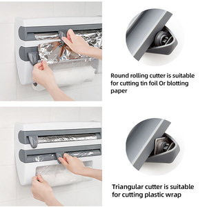4-in-1 Wall-Mounted Eco-Friendly Cling Film Cutter &amp; <strong>Storage</strong> Rack for <strong>Paper</strong> Towels Plastic <strong>Wrap</strong> Foil-Kitchen Tool - Product Image 6