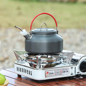 Bouilloire de camping en plein air 1,2 L 1,8 L, théière portable en acier inoxydable avec poignée rouge pour cuisinière à gaz, randonnée et cuisine - Product Image 4