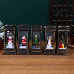 Nueva Lámpara de Viento Navideña LED, Decoración de Cabina Telefónica Retro Europea, Luz Nocturna con Muñeco de Nieve, Rellenable con Agua, de Plástico - Product Image 3