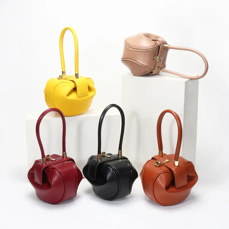 Hot Selling Genuine Leather Wrist Bag Dumpling Shape Designer Mini Hand Bags for Ladies New handbags