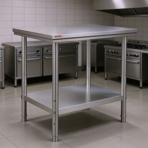 Mesa de trabajo comercial de acero inoxidable de alta resistencia de 24x30x32 pulgadas, pies ajustables, cocina, cocina comercial, fabricación de acero - Product Image 2