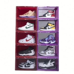 Boîtes à chaussures en plastique magnétique transparentes, boîte de rangement pour chaussures à ouverture frontale, boîte à chaussures en acrylique transparente personnalisée, empilable - Product Image 6