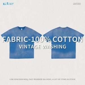 Camisetas personalizadas para hombre al por mayor, camisetas con estampado en blanco de 270gsm de gran tamaño con lavado ácido Vintage para hombre - Product Image 4