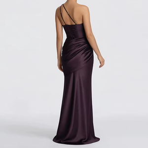 Abito lungo <span class=keywords><strong>da</strong></span> <span class=keywords><strong>donna</strong></span> in raso monospalla con cut-out e drappeggio, elegante per serate, feste e occasioni speciali (come invitata a matrimoni) - Disponibilità immediata all'ingrosso - Product Image 3