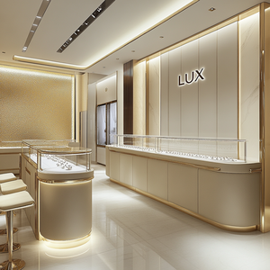 LUX High-End Luxury Gold Jewelry Store Display Showcase Ideas de Diseño de Interiores moderno - Product Image 6
