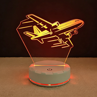Lampe USB 3D Avion au Design Contemporain, Taille Moyenne, Recharge USB, Veilleuse à Illusion Optique 3D pour Chambre et Décoration de Magasin