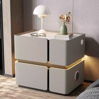 Mesita de Noche Inteligente de Madera Maciza para Dormitorio, Estilo Moderno y Sencillo, para Apartamentos Pequeños, con Sensación de Lujo, Diseño de Celebridad de Internet, Shangzheng