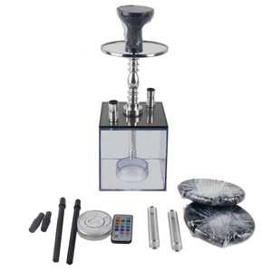 Set de Hookah Acrílico Sheng Ling, Cuadrado, Doble Tubo, con Luz LED, Listo para Enviar - Product Image 4