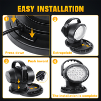Projecteur LED sans fil à télécommande, rotation 360°, 7 pouces, 50W, étanche IP66, base magnétique puissante 12V, éclairage tout-terrain