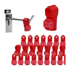 100 Uds. Cerradura de parada Cerradura de gancho de clavija Cerradura de parada roja Cerraduras de gancho de seguridad antirrobo para ganchos de exhibición de pared de listones de tablero de clavijas - Product Image 5