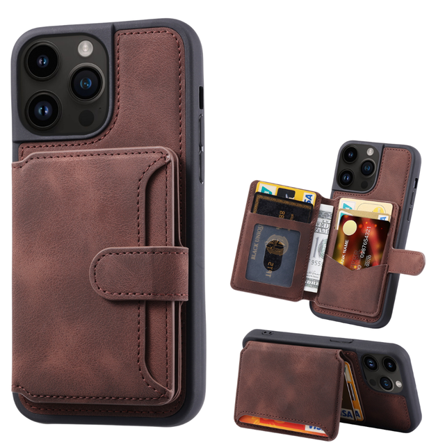 Luxury Designer Waterproof Shockproof PU Sports Design Phone Case with Card Holder for iPhone 17 16 15 14 13 12 Pro Max
