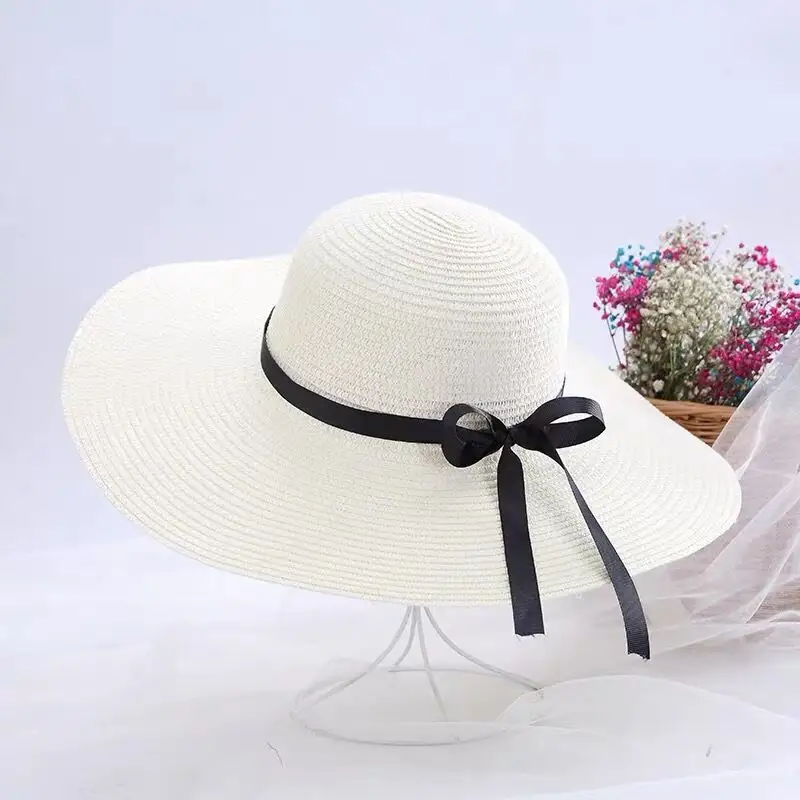 Sombrero de verano para mujer al por mayor con ala, nuevos sombreros de paja para mujer, sombrero de paja para el sol de playa