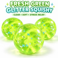 Balle anti-stress artisanale souple à paillettes vertes brillantes Vaseline Sequins