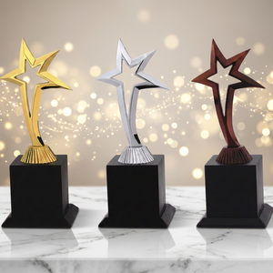 Trofeo Estrella de Lujo con Acabado Metálico Pulido, Grabado, Portátil, Premio Profesional para la Excelencia y Liderazgo de Empleados - Product Image 1