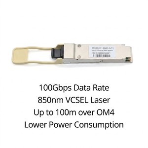 โมดูลรับส่งสัญญาณไฟเบอร์ออปติกแบบมัลติโหมด QSFP28 100G SR4 100 เมตร 850 นาโนเมตร สำหรับผู้ให้บริการโทรคมนาคมและโครงการโครงสร้างพื้นฐาน - Product Image 6